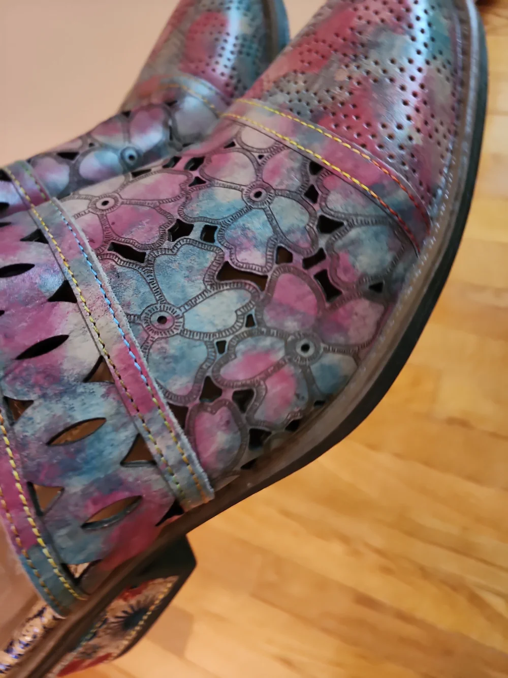 NWOT!La Artiste By Spring Step Rosalinda Women's Multicolor Floral Slip-On Mules - Picture 5 of 9